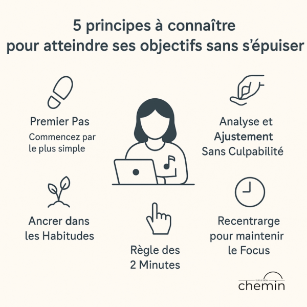 infographie methode des petits pas inspirée du kaizen : les 5 principes à connaître