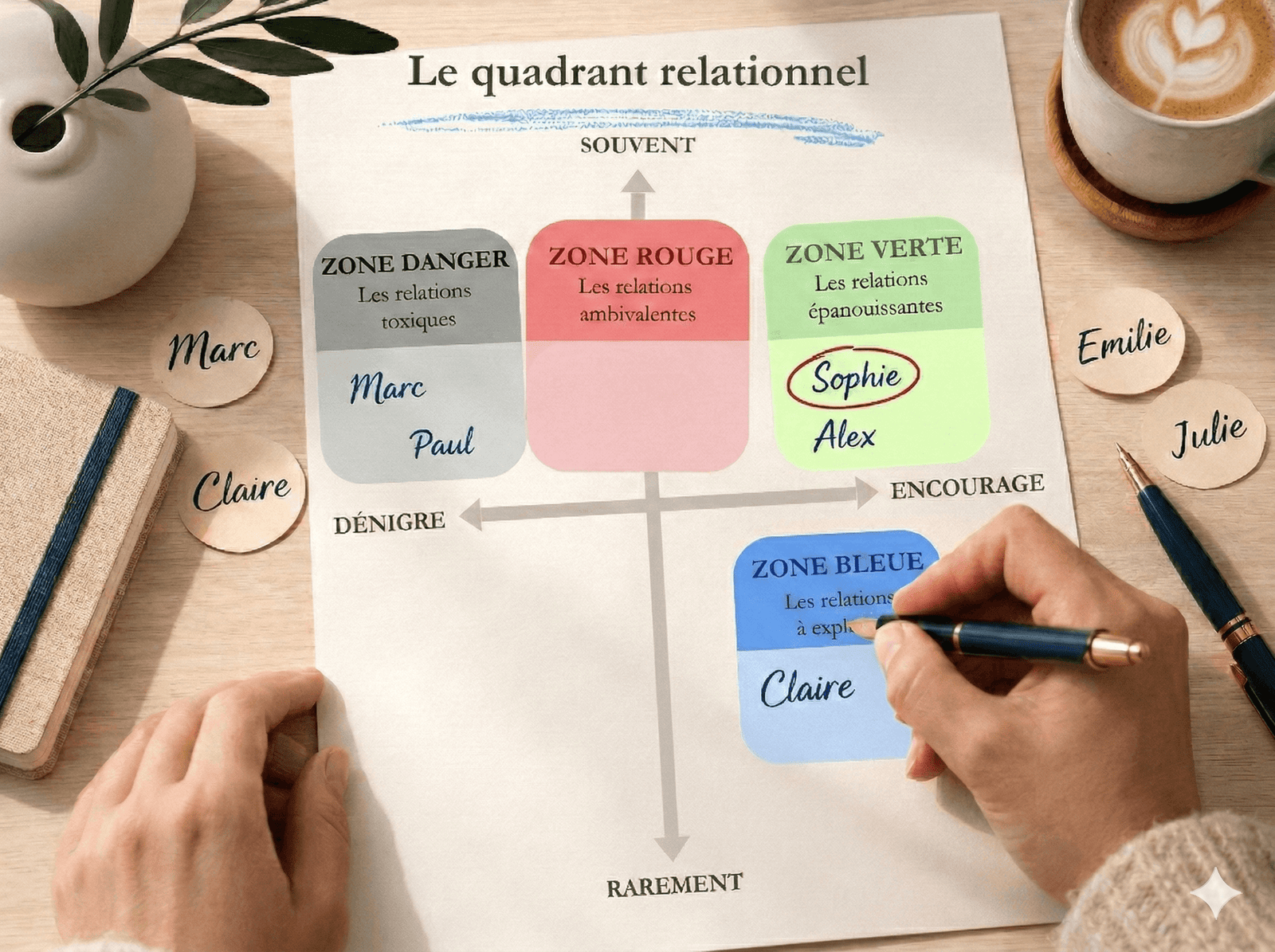 Quadrant relationnel pour identifier une relation ambivalente ou toxique