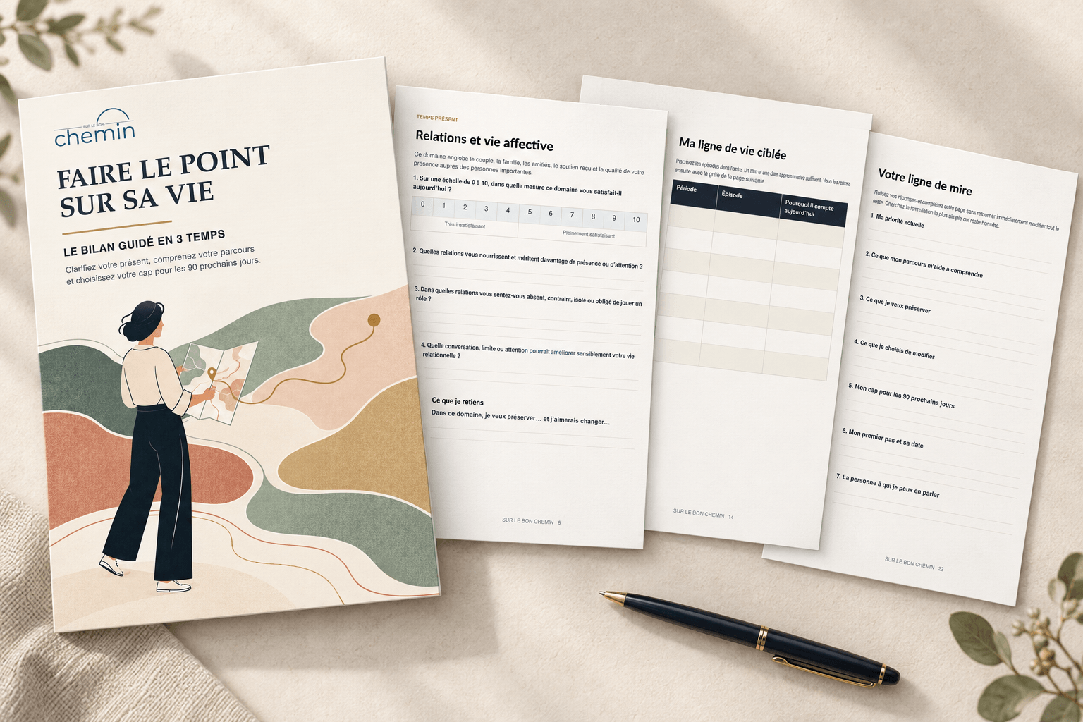 présentation du guide PDF gratuit pour faire le point sur sa vie - méthodologie - cadre et questions guidées